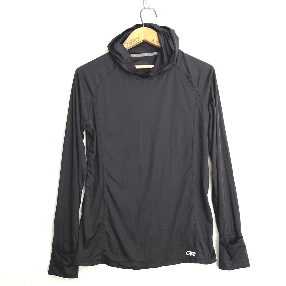 Outdoor Research Echo Hoody Womens Black Performance Sun Shirt Hoodie Size L